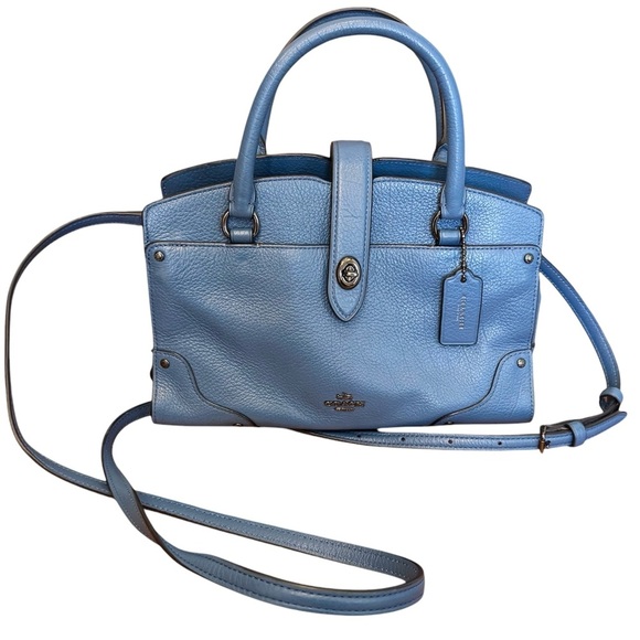 Coach Mercer Blue Crossbody Satchel Purse Multiple Pockets Roomy Dustbag - Picture 1 of 16